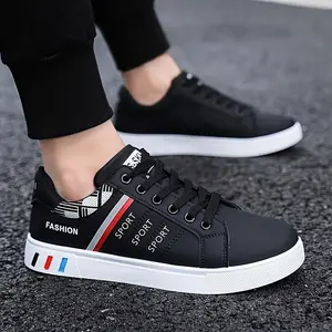 SS:SK Little White Shoes Men's Trendy Sports & Leisure Flat Soled Board Shoes Round Toe Lace-Up Casual Sneakers TU97595 Fathersdaygift