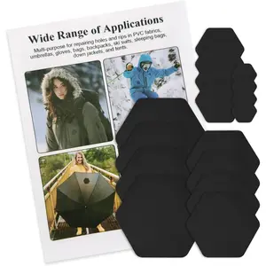 16 count Nylon Repair Patches, Self Adhesive &  Patches, Nylon Repair Patches for Down Jacket, Clothing, Holes, Tents, Sleeping Bags, Umbrella, Etc(Black)