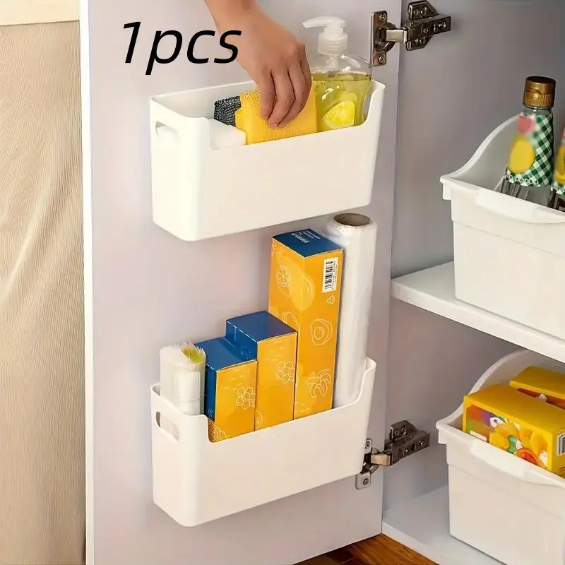 Wall Mounted Storage Box, Organized Box, No Drill Cabinet Organizer, Door Fridge Bag Holder, Home Organization Essentials, Kitchen Organizers, Space-Saving Design, for Kitchen, Durable Material, Kitchen Organization Products
