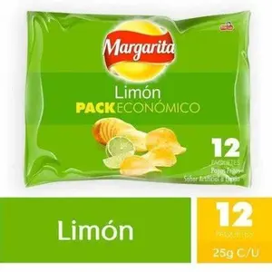 Frito Lay Papas de Limon Margarita 12 Pack - Lime Flavored Potato Chips - Snack - Crispy Texture