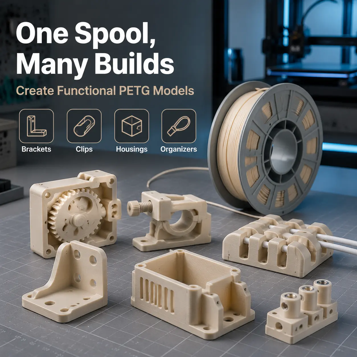 Light Apricot PETG Filament 1.75mm,Stable Extrusion & Good Toughness, Tangle-Free 300g Compact Spool, Vacuum Moisture-Proof Pack, Ideal For Character Models & Decor Ornaments, Compatible With All Desktop FDM 3D Printers bundle easy printing