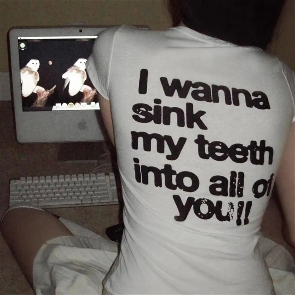 Y2k 2000s baby tee Tops Clothes Emo Gothic tshirt women elegant printed design modern style tshirt female comic clothing