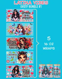Latina Vibes UVDTF Bundles - 16 Oz Libbey Glass Can Wrap
