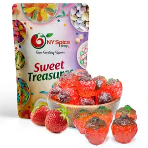 NY Spice Shop Sweet Treasures 3D Strawberry Fruit Filled Gummies - Juicy Real Flavor Chewy Center Trending TikTok Snack Natural Sugar