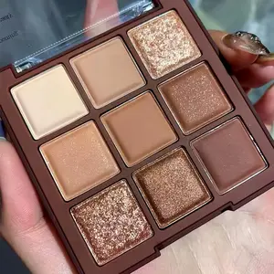9-Color Brown Smokey Eyeshadow Palette - Long-Lasting, Pearly Matte Finish, Shimmery, Nature-Inspired Shades for Attractive Eyes - KAPEINE Brand, Perfect for Everyday Makeup-SASA