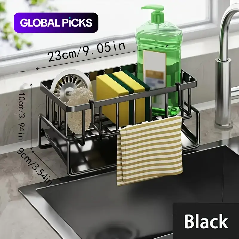 Kitchen Sink Organizer Caddy, 1 Count Space-Saving Rack for Sponges, Soap, Brushes and Cloths, Cleaning Tool Storage for Home and Dining Room #GLOBAL PICKS