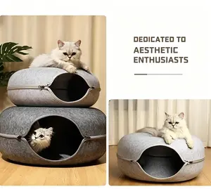 Four-season cat bed, warm in winter, felt doughnut cat bed, tunnel cat bed, cat toy, tire cat bed, tire dog bed