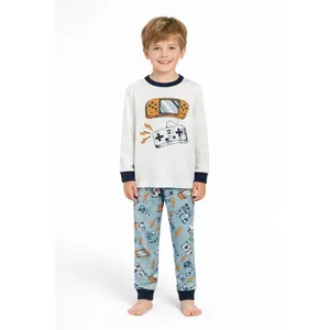 Kids Toddler Boy Pajamas Set Snug Fit Soft Cozy Game Controller Print 2Y-7Y Cozy Comfortable Everyday Wear Junior