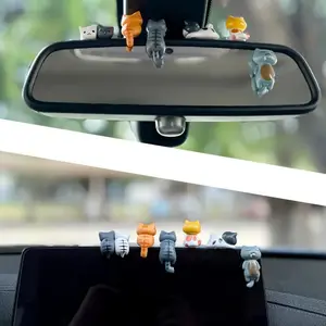 Cute 6-Piece Cartoon Cat Figurine Set, Perfect for Display Screens, Car Decoration and Car Desktop Decor, Ideal for Potted Plants and Home Décor