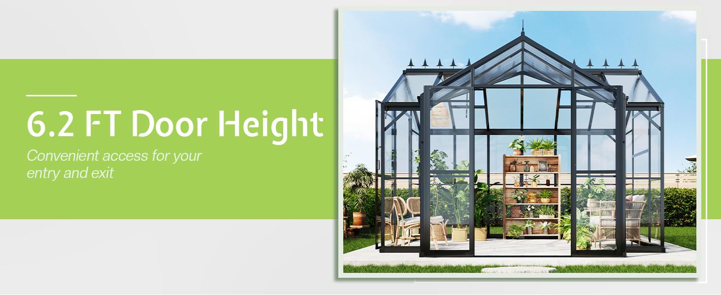 [Ships in 4 Boxes][Spring Sale] AMERLIFE Greenhouse for Outdoors, Quick-Lock Assembly, Aluminum Frame with 2 Vents, Doors, and Walk-in Design for Garden or Backyard