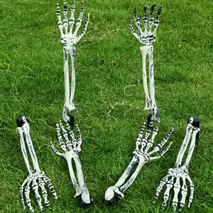 2Pcs Halloween outdoor garden ground insert skeleton hand ghost festival garden decoration props ornaments skeleton hand bones