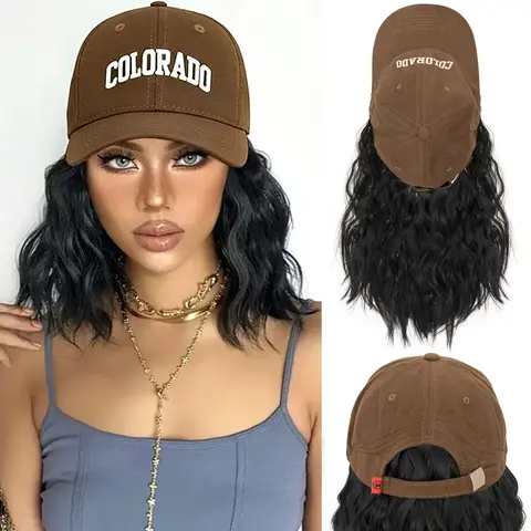 MY-LADY 8in 180g Glueless Soft Wave Baseball Cap Wig for Women, Beginner-Friendly Machine-Made Heat Resistant Wavy Synthetic Wig, Daily Hair Accessory, Wavy Synthetic Wigs