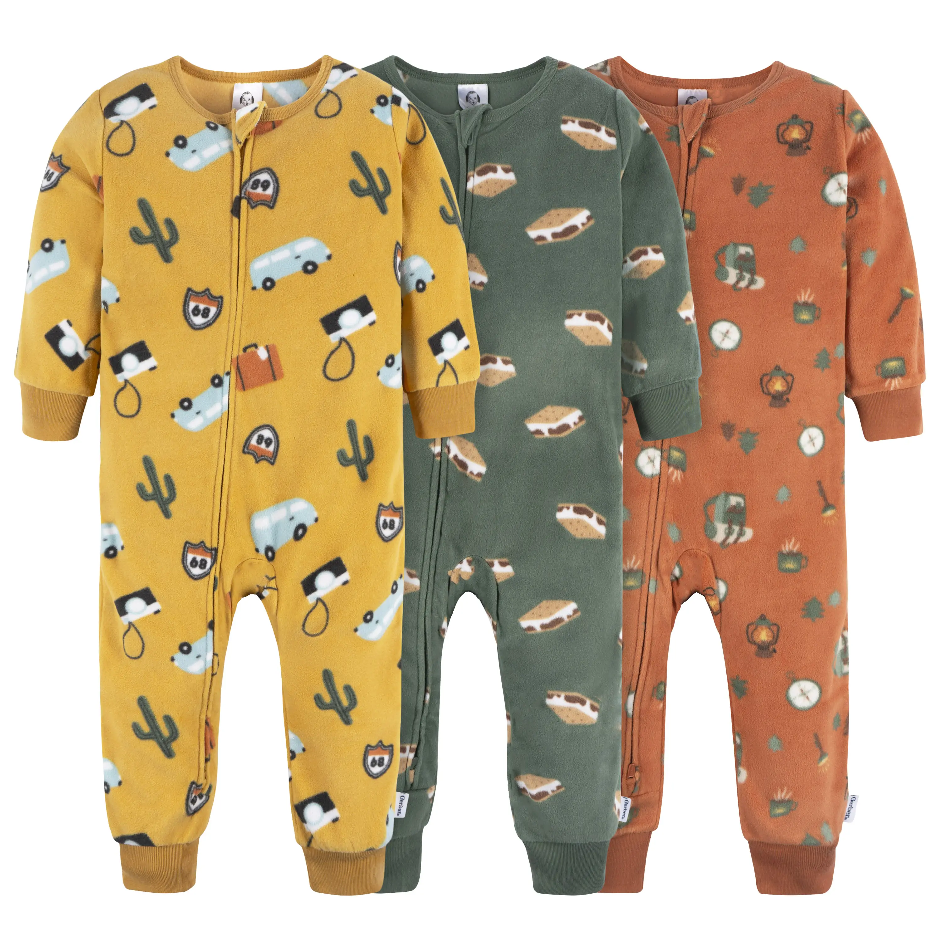 Toddler Boys' Footless Fleece Pajamas, 3-Pack