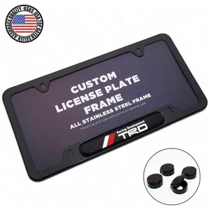 Black / Chrome Front or Rear Stainless Steel License Plate Frame Protect Cover Fit TRD Decorate Accessories Gifts