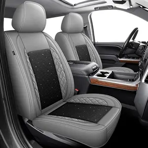 AOMSAZTO Custom Fit Full Set Leather Ice Silk Seat Covers for Chevy Silverado & GMC Sierra (2007-2026, 1500 2500HD 3500HD) - Waterproof, Breathable, Anti-Slip, Wear-Resistant GMC Accessories Pickup Truck Interior Accessories