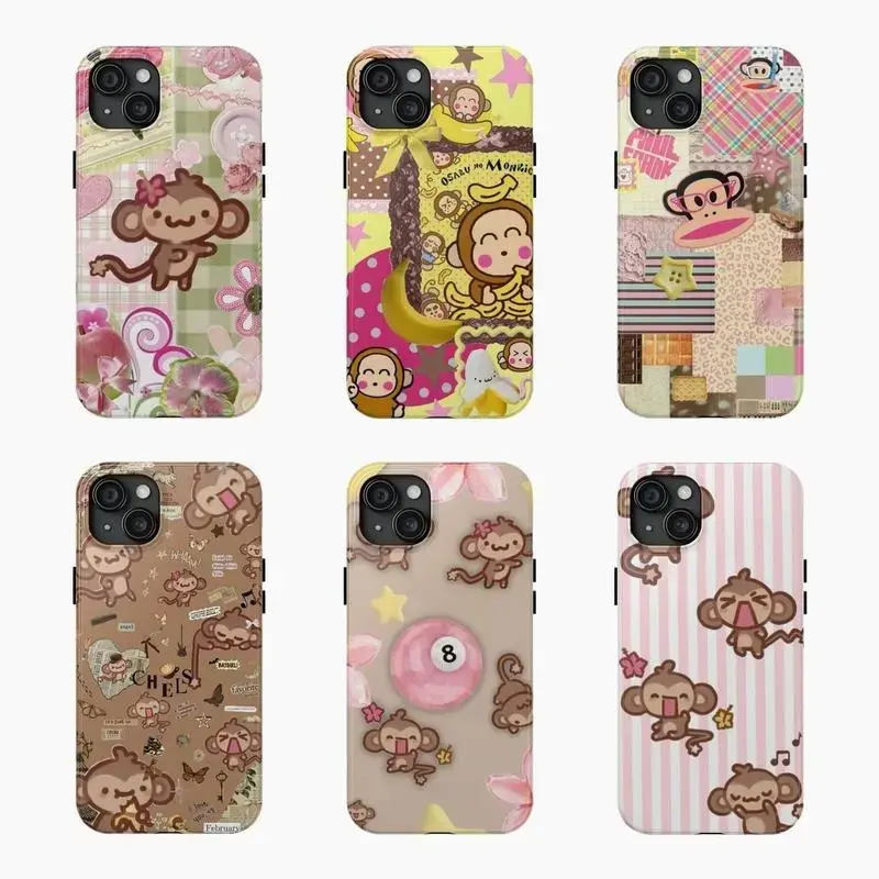 Sanrio Monkichi Cute Monkey Cartoon Flat Print Custom Shockproof Rubber Protective iPhone Case - Premium Tough Bumper, Impact-Resistant Accessory - Fits iPhone 17,16 Pro Max,15,15 Plus,14,13,12,11,Mini - Cute Accessories Fan Gift