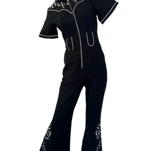 Embroidered Bat Goth Jumpsuit Vintage Y’allternative