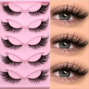 Cat Eye False Eyelashes Set of 5 Pairs, Plush Dense Look, Enhance Your Gaze, Perfect for Daily Wear & Special Occasions