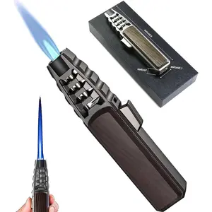 Butane Lighter, Lighters Butane Refillable - Windproof Lighters, Big Jet Bright Fire Lighter for Baking (Grey)
