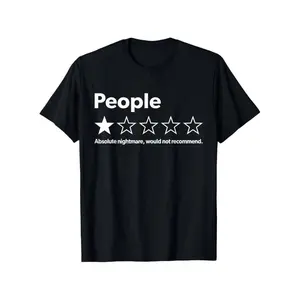 Unisex-Adults T-Shirt - Black, Small - Short Sleeve - Funny Review People One Star: Absolute Nightmare Would Not Recommend, Suitable For Mens & Womens Outdoor T-Shirt, 100%Cotton, S-XXXL