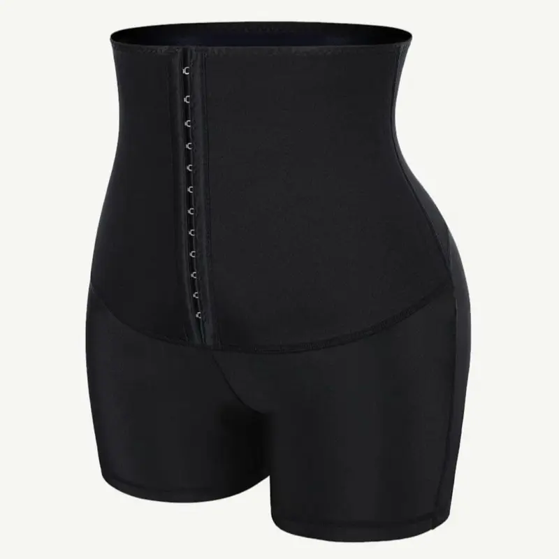 Blue Neoprene Shorts - Black Neoprene Bottoms with Unique Design Features