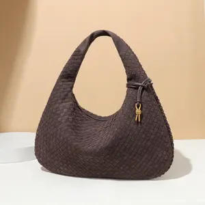 Y626 # Women's Woven Hand Carry Dumpling Bag 2025 New Retro Soft Leather Commuter Armpit Bag
