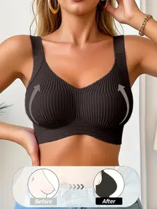 3-Pack Seamless Wireless Push-Up Bras, Full Back Coverage, Removable Pads, Sporty Lingerie, Comfortable for Yoga & Fitness, Supportive Bra
