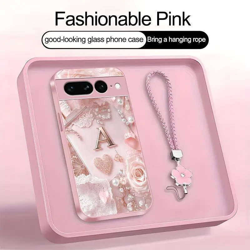 Lace Pearl Optical Illusion Art 2D Phone Case,Suitable for [Google Pixel 7 Pro] high-end women's, Lanyard a beautiful four-leaf clover lanyard is included🍀 952