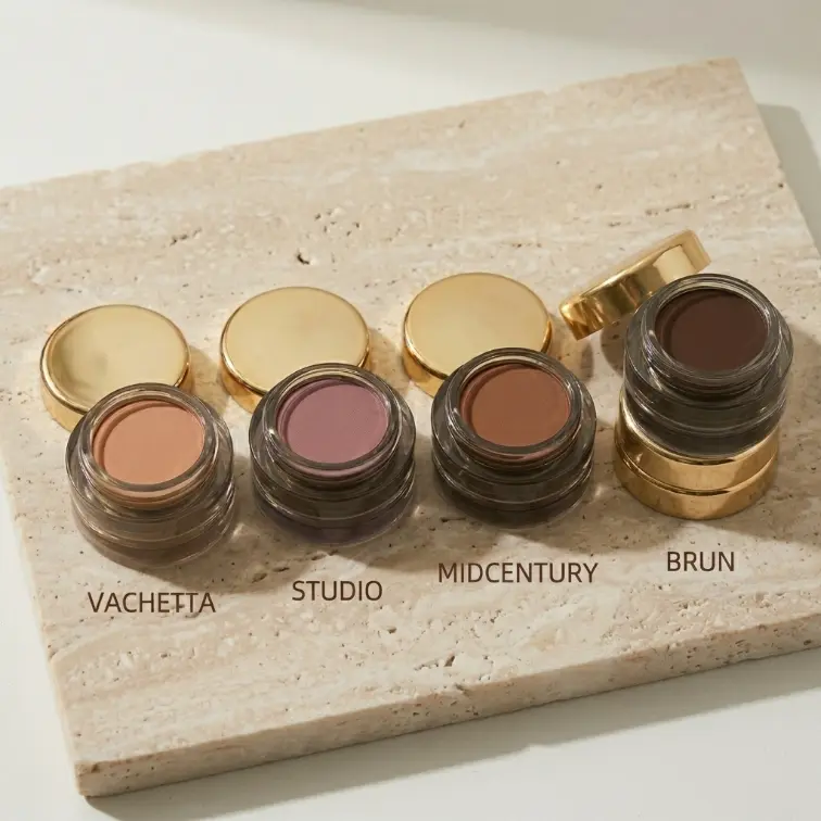 High-Pigment Single Eyeshadow - Earthy Matte & Shimmer (Vachetta/Brun) - Ultra-Blendable Long-Wear Neutral Shadow with Luxury Gold Case