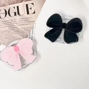 Korea Cute Cartoon Black Bow Magnetic Holder Grip Tok Griptok Phone Stand Holder Support for IPhone 15 for Pad Magsafe Smart Tok