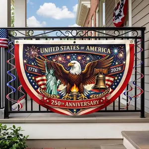 USA 250th Anniversary Fan Flag, 1776-2026 Patriotic Outdoor Decor, American Semiquincentennial Yard Banner, Fireworks & Flag Design