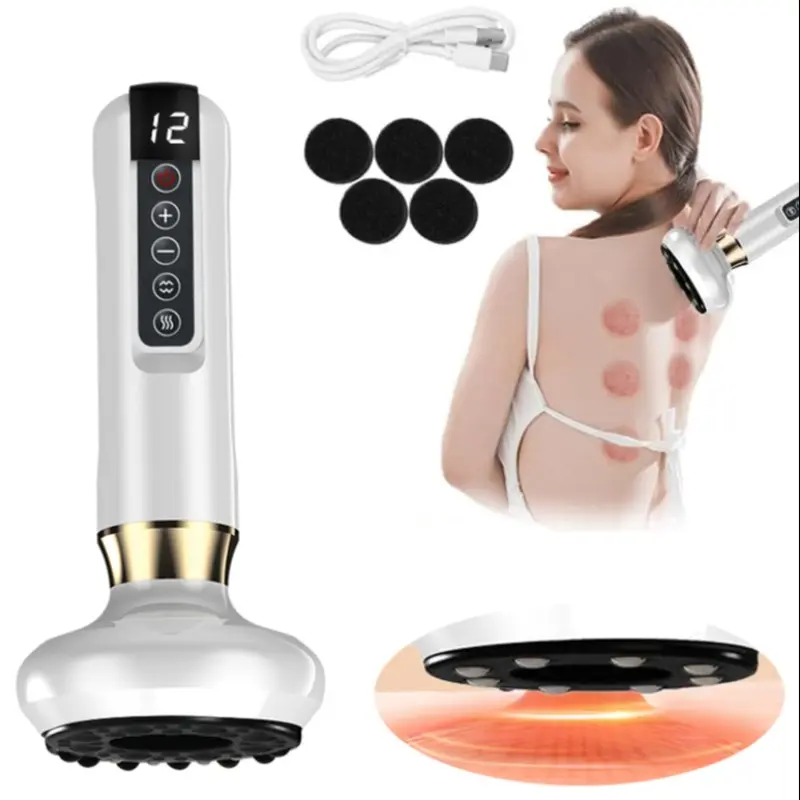 Electric Cupping Massager with Heated Vacuum Suction, Gua Sha Body Massage Tool for Belly, Thighs & Arms