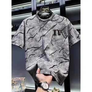 American Style High-End Frayed Crew Neck Short Sleeve T-Shirt Trendy Brand Fashion 2025 New Summer Men's Half Sleeve Top short sleeve t-shirt men Funny Mexican Dad T-shirt vintage rock t shirt ultrakill  holy  shirt mac  miller  merch tees