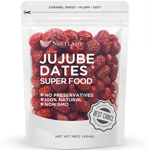 Premium Jujube Date, Red Date (Hong Zao), 100% Natural, Improve sleep, Health Snack, Dried, Sweet and Chewy Net weight: 454g (1LB),Packed in USA Fruit Flavored Dry