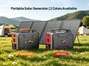 100W Portable Solar Generator with 40W Foldable Solar Panel, 146Wh Power Station with AC Outlet, 2-Color Option for Outdoor Camping, Power Outages