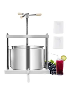 Fruit Wine Press, Manual Winemaking Press, Stainless Steel Construction, 3.17 Gallon (12 Liter) Capacity, Hand Operated Fruit Press for Home Brewing Cider and Wine Making, Easy To Clean, Durable Kitchen Equipment