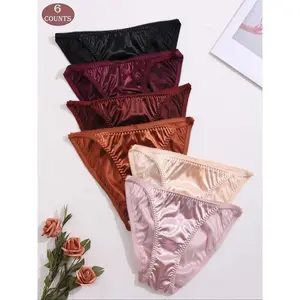 Women’s Solid Color Satin Briefs, Soft Comfortable Breathable Panties for Everyday Wear, Underwear for All Seasons