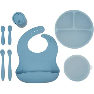 WeeSprout Baby Led Weaning Bundle, Silicone Suction Bowl, Spoons, Bib & Cup, Develops Self Feeding Skills