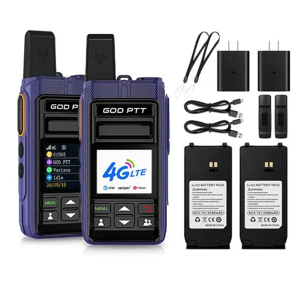 Global 4G LTE PoC Walkie Talkies | Unlimited Nationwide Range PTT Radios with Dedicated SIM Card & Noise-Canceling Headset, usb-c programming Professional Business Communication Tool (2-Pcs)