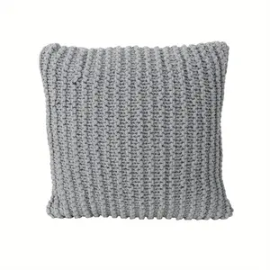 Contemporary Home Living 17.25" Gray Contemporary Square Knitted Throw Pillow with Stylish Design