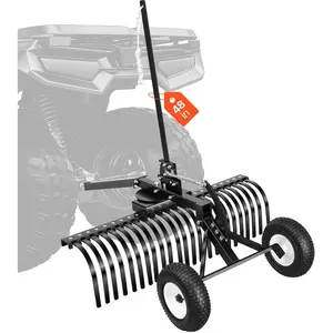 VEVOR 50 in Lanscape Rock Rake, 3-Point Tow Behind Landscape Rake with 17 Steel Tines, Fit Category 1 Tractors, Angle Adjustable, Heavy Duty Lawn Dethatcher Rake for Grass Branch DebrisVEVOR Super Brand Day