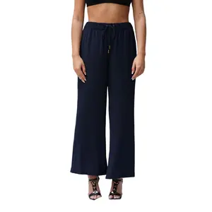 1990S DONNA KARAN Navy Blue Drawstring Pants