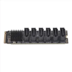 M.2 NVME PCI-E PCIE X4 X8 X16 to 6 Port 3.0 SATA Adapter Card Riser ASM1166 Chassis Server PC Computer Expansion Card