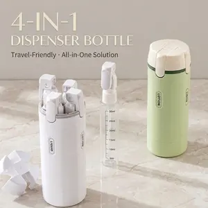 4-in-1 Travel Dispenser Bottle, Portable Cosmetic & Shampoo Storage Container, Leak-Proof Refillable Lotion Bottle for Skincare, Makeup & Travel Essentials