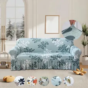 Elastic Floral Design Sofa Cover, Stylish Digital Print for Living Room and Bedroom, Fits 1 to 3 Seater Sofas, Trendy Decorative Protector