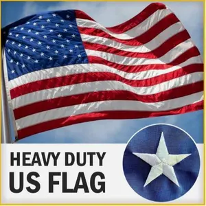 USA American Flag Embroidered Stars Heavy Duty LARGE US Country Flag 3x5 ft long Banners Cloth Stripe