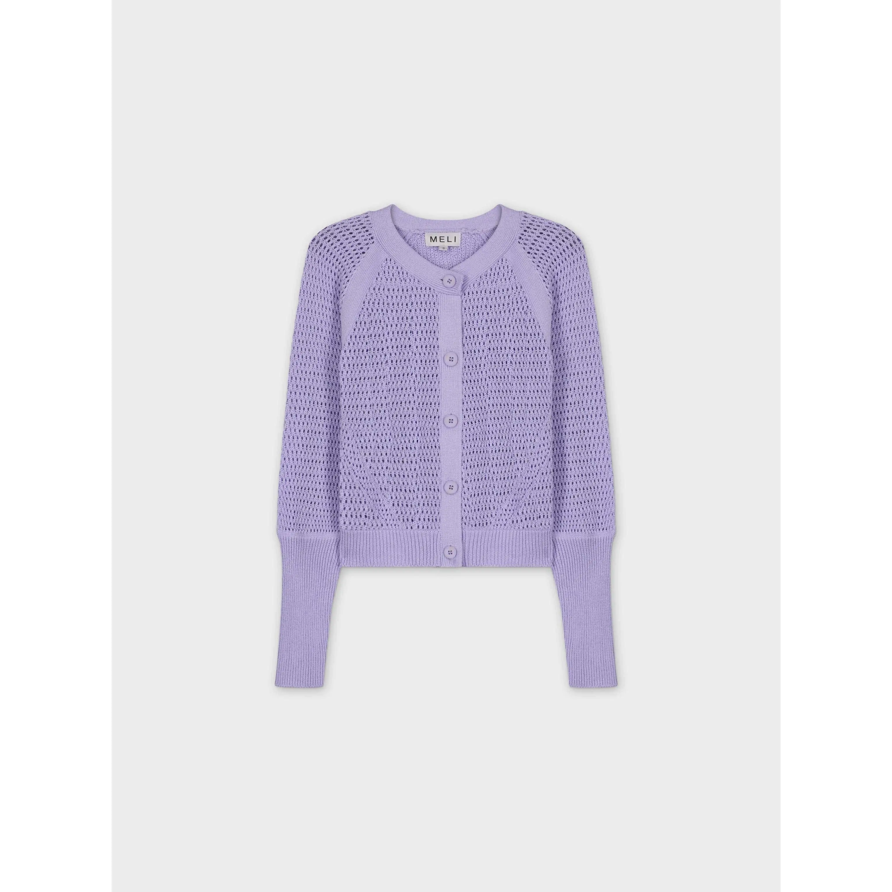 CROCHET CREW CARDIGAN-LAVENDER