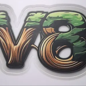 V8 Sequoia Tree Sticker - Unique Design with Green Leaves and Wooden Texture Features