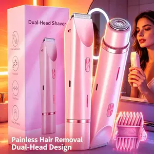 2-In-1 Electric Hair Remover for Women, Multi-Functional Rechargeable Dual Head Shaver for Body and Face, Precision Trimmer for Men's Intimate Areas, Facial Beard Trimmer