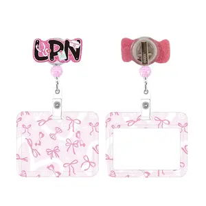 Simple Lpn Nurse ID Badge Holder, Retractable Badge Reel, Shiny Badge Stand with Clip, Medical Assistant Work Label Accessories